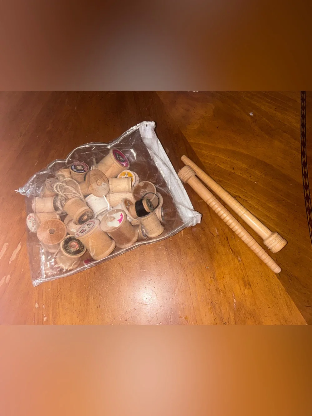 Antique Loom Wooden Weaving Bobbin Thread Spools And Wooden Thread Spools